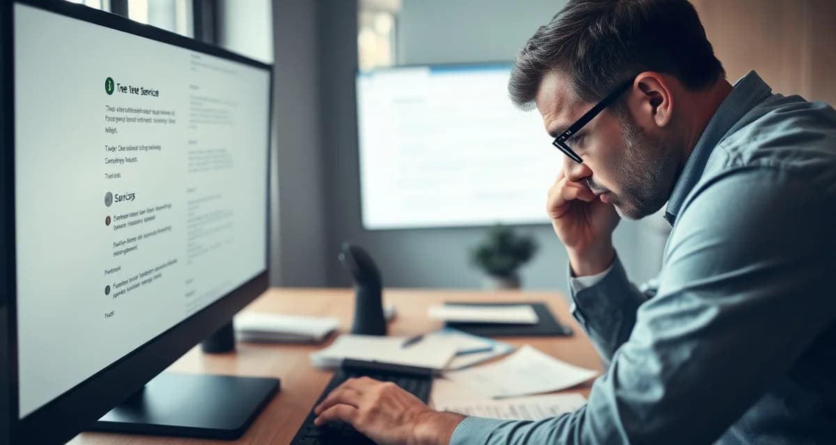 Email delivery problems impacting tree care businesses Tree service business owner reviewing failed email delivery notifications and lost proposals from Arborgold software