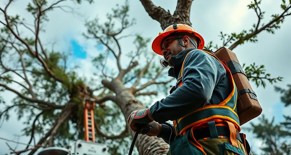 Emergency tree service response team handling urgent stump removal Tree service emergency response crew managing storm damage and fallen trees with professional equipment and coordination