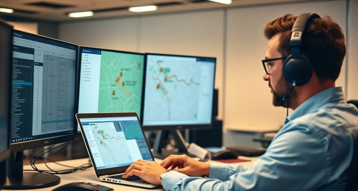 GPS dispatch software for tree service companies Arborgold GPS dispatch system interface showing real-time tree service vehicle tracking and route optimization for arborists