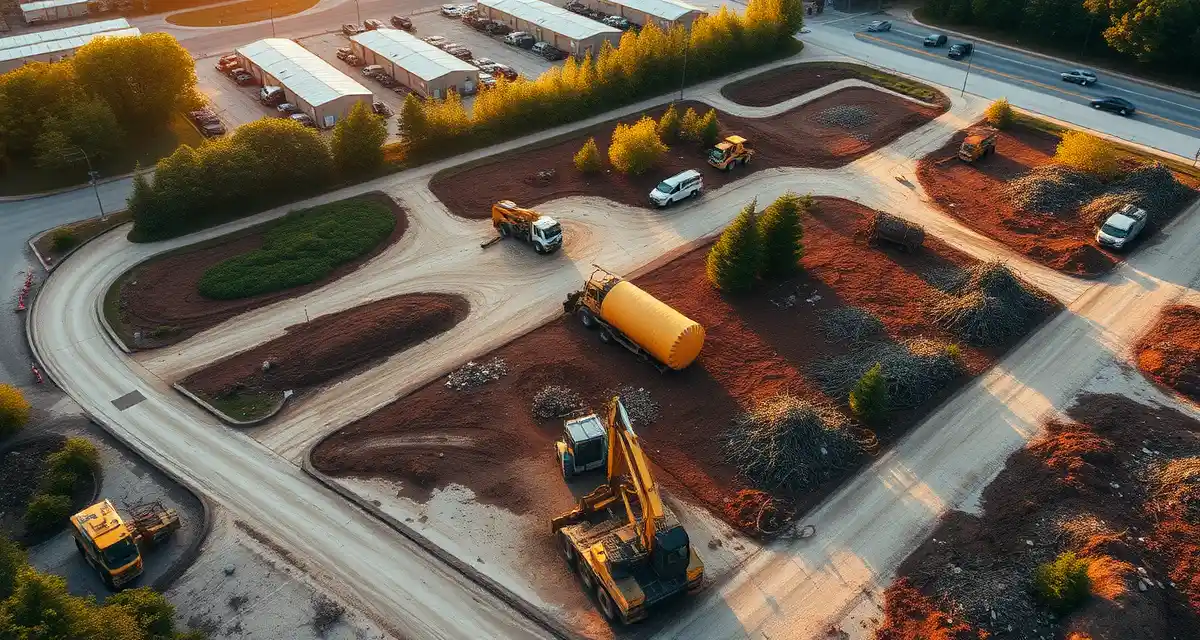 ArboStar lot clearing limitations for commercial-scale projects Commercial lot clearing operation showing tree removal equipment and site management for large-scale clearing projects