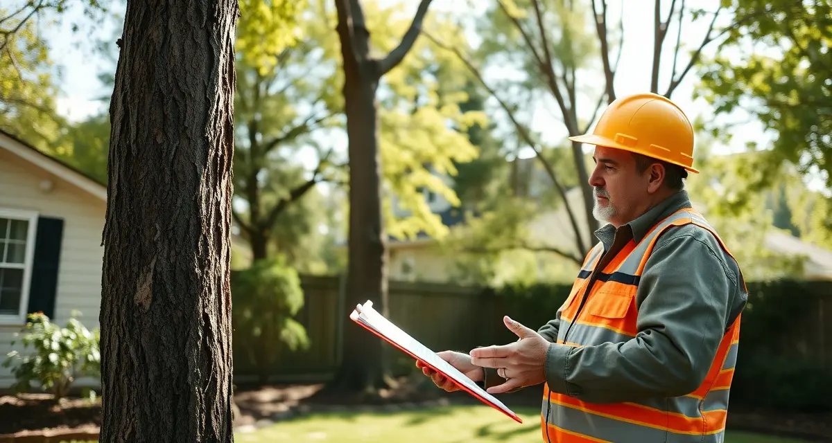 Professional dead tree assessment for accurate removal quoting Arborist evaluating dead tree removal risk factors during on-site property estimate