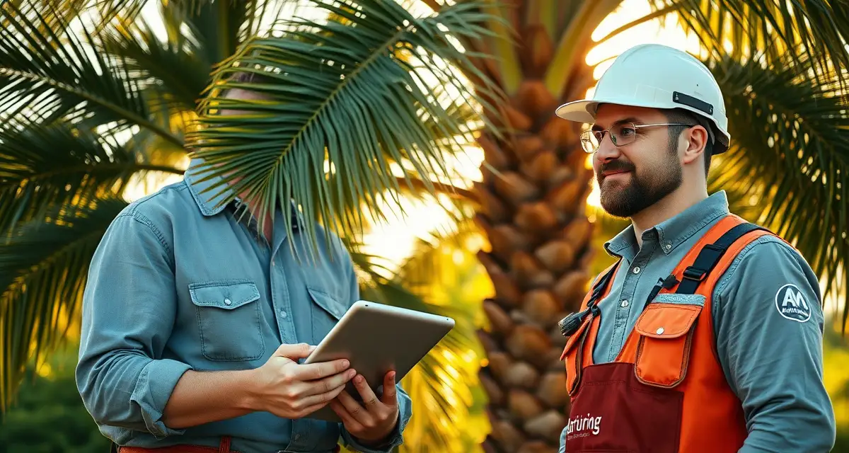 StumpIQ estimating software for Florida tree removal pricing Arborist using tree removal estimating software on tablet to quote palm tree removal job in Florida