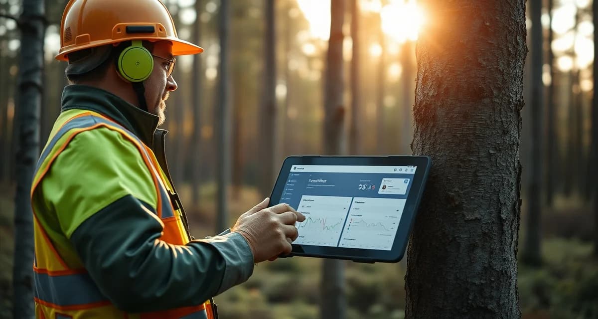 Arborist software compliance dashboard ISA certified arborist using compliance management software on tablet to track credential requirements and workflow documentation