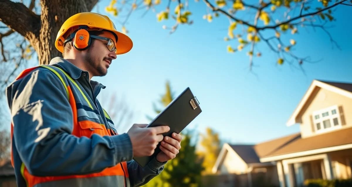 Professional tree assessment documentation process ISA-certified arborist performing tree health assessment with structured documentation tools in residential setting