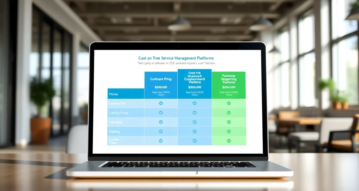 Tree service software pricing breakdown mHelpDesk pricing comparison chart for tree service management software showing feature tiers and costs
