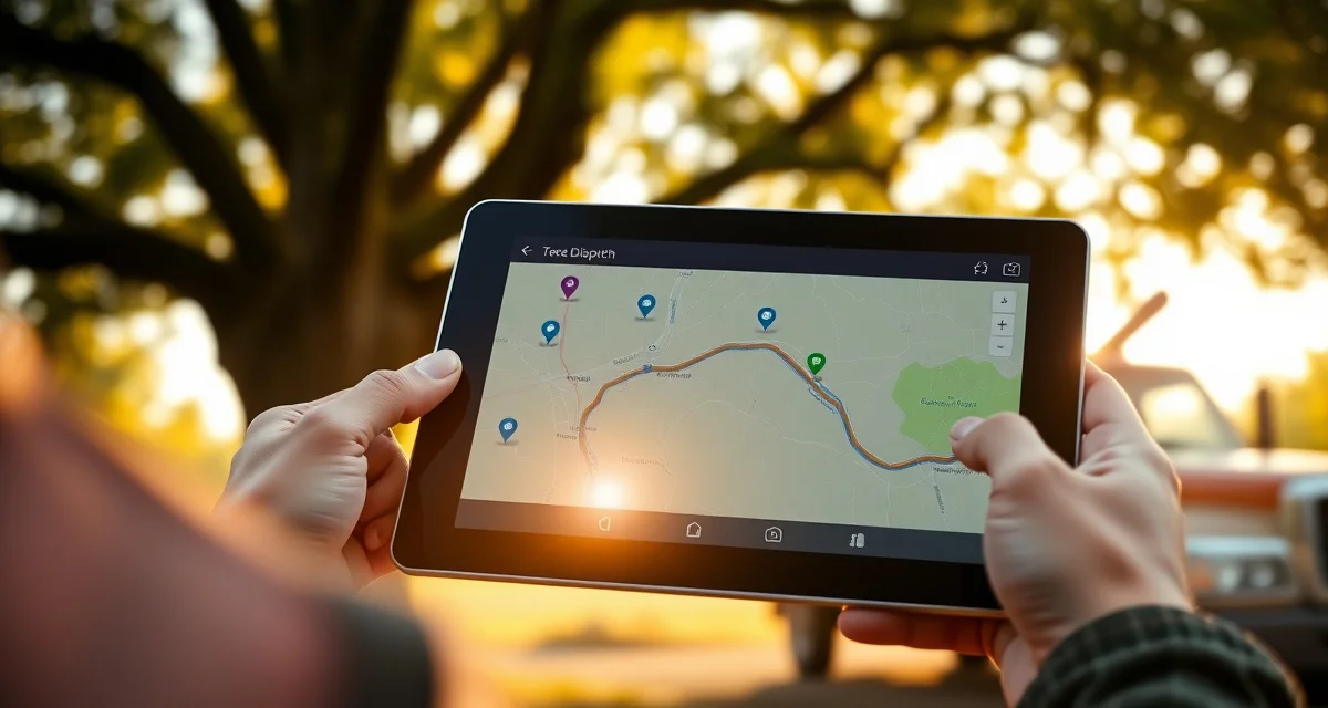GPS Dispatch Dashboard for Tree Service Operations Service Autopilot GPS dispatch management system showing real-time crew tracking and job routing for tree service companies