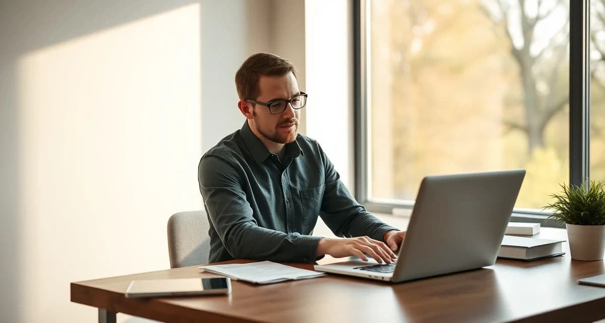 Reviewing field service software options for tree removal businesses Tree service business owner evaluating Service Autopilot software on laptop for small company management needs