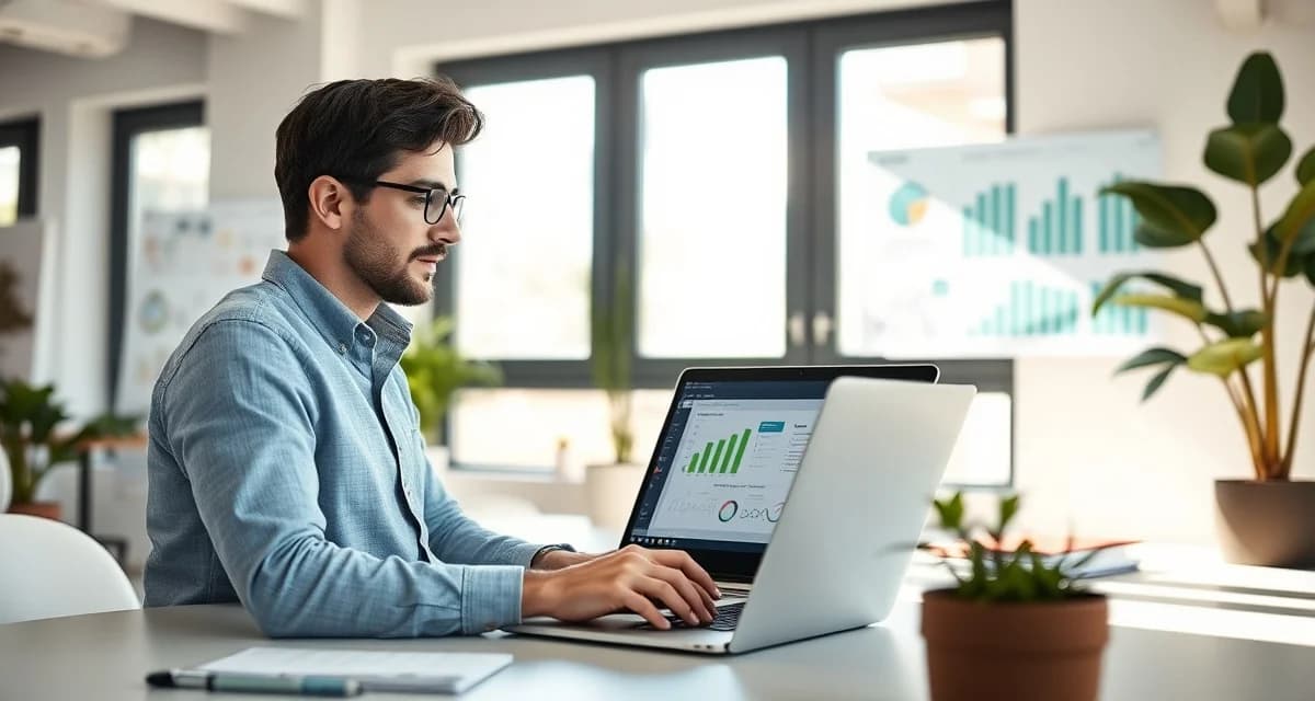 Service Autopilot review for tree care professionals Tree service business owner evaluating Service Autopilot software on computer for stump removal company management and automation