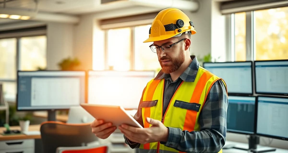 Tree service software support evaluation Arborist reviewing SingleOps customer support and tree service software configuration on mobile device in office