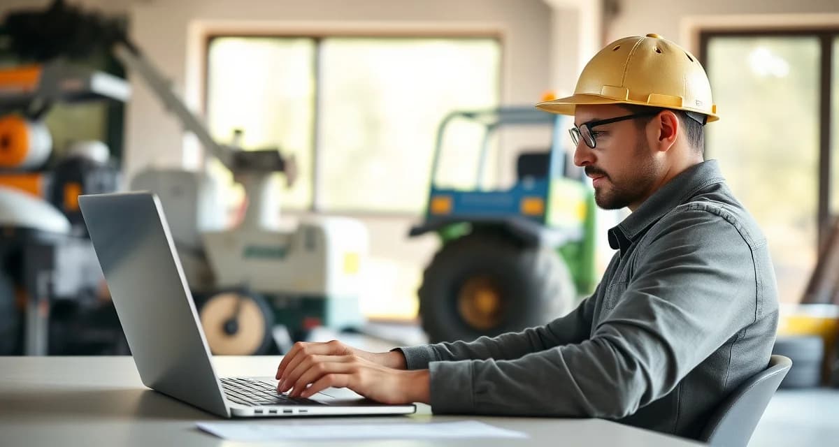 Software solution for solo tree service operators Solo tree operator using stump removal business management software to manage quotes, scheduling, and invoicing on a laptop