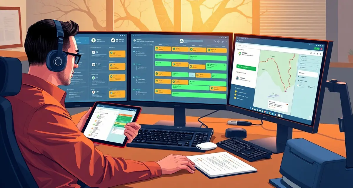 Storm surge scheduling for tree service operations Tree service dispatch software managing storm damage scheduling with multiple crew assignments and real-time job queue management