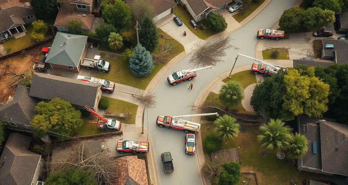Storm response coordination for growing tree companies with multiple crews Tree service crews coordinating storm response scheduling with multiple teams managing fallen trees and emergency operations efficiently.
