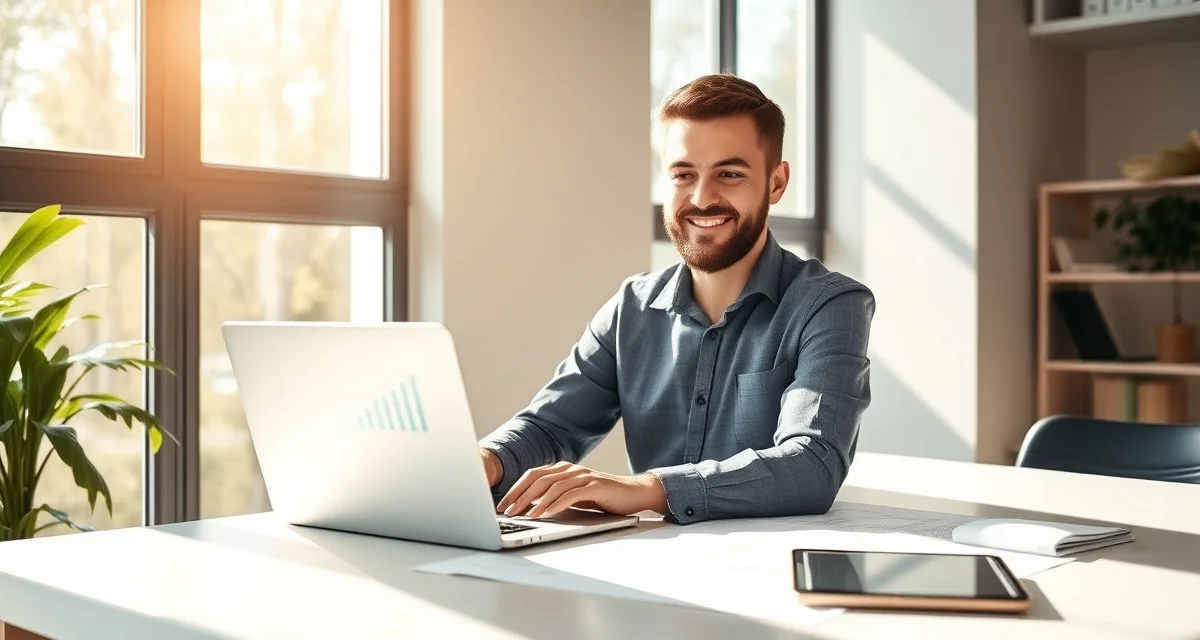 StumpIQ Solo plan for new tree service startups Young tree service startup owner using StumpIQ software on laptop to manage operations and grow their new business efficiently