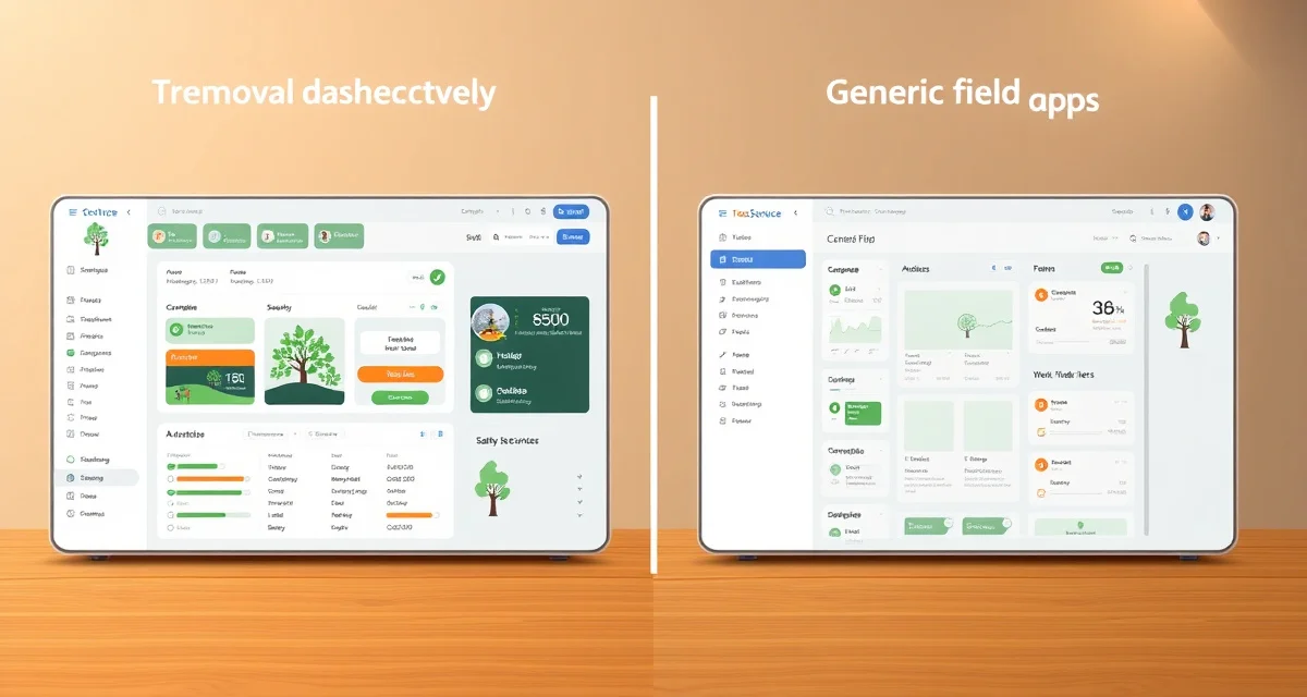 Tree service management software comparison Side-by-side comparison of StumpIQ tree service software versus Jobber field service app, highlighting specialized features for arborists.