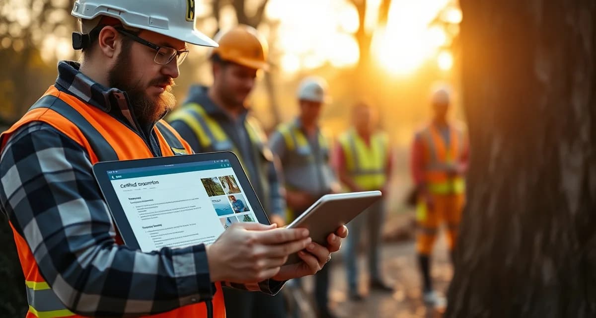 TCIA certified tree care business compliance Tree service professional managing TCIA accreditation documentation using specialized business management software