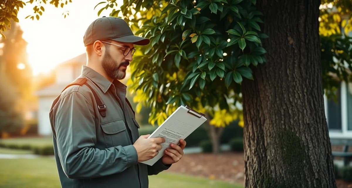 Professional tree health assessment workflow Arborist conducting comprehensive tree health assessment with documentation tools for tree service business management