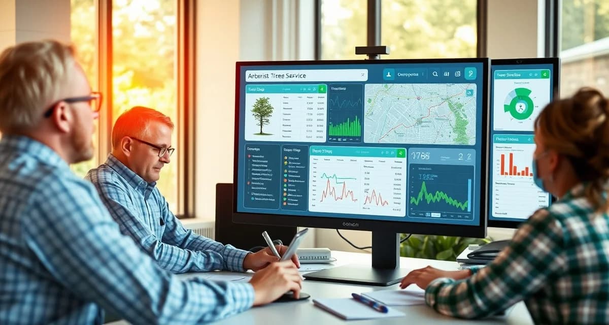 Tree service job management workflow Digital dashboard for tracking tree service jobs from quote to invoice with real-time crew dispatch and status monitoring.
