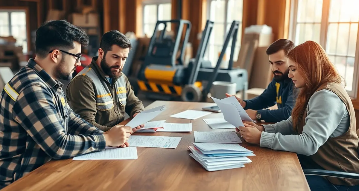 Safety culture accountability in tree care operations Tree service safety incident reporting meeting with crew members reviewing documentation and discussing near-miss reports