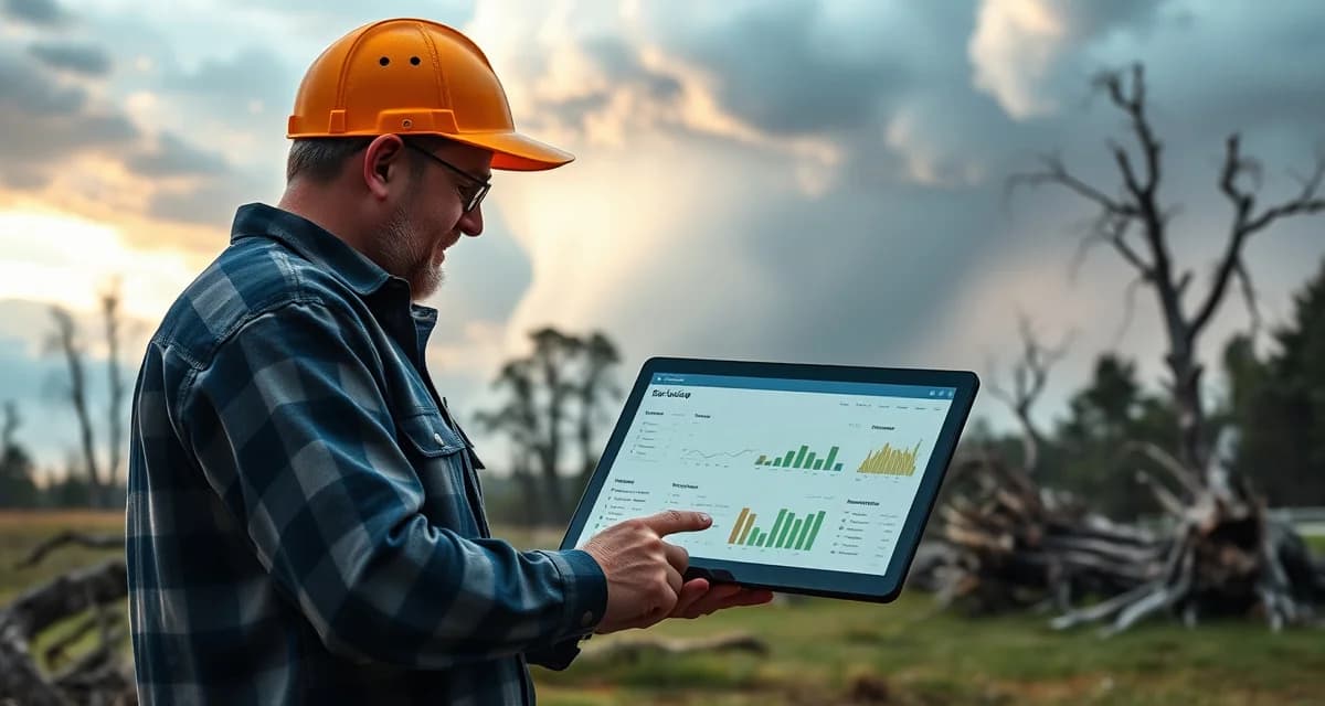 StumpIQ tree service management software for Indiana companies Tree service software dashboard displayed on tablet showing operational management tools for Indiana storm cleanup and stump removal businesses.