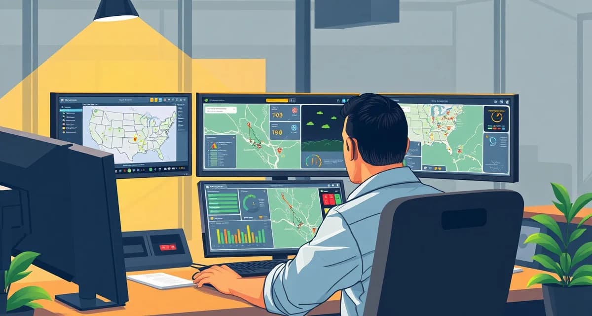 Storm dispatch management for tree companies Tree service dispatcher using storm response dispatch software to manage emergency jobs and assignments during severe weather event.
