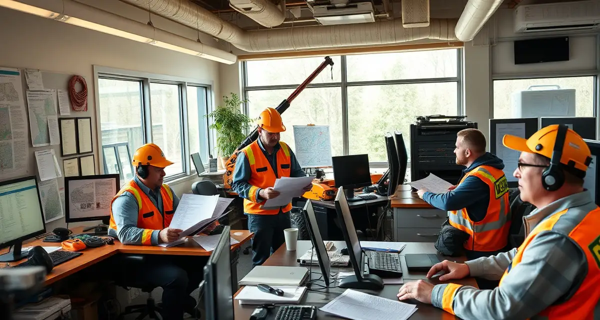 Storm preparedness planning for tree service companies Tree service manager reviewing storm response plan with crew roster, equipment checklist, and emergency dispatch protocols displayed